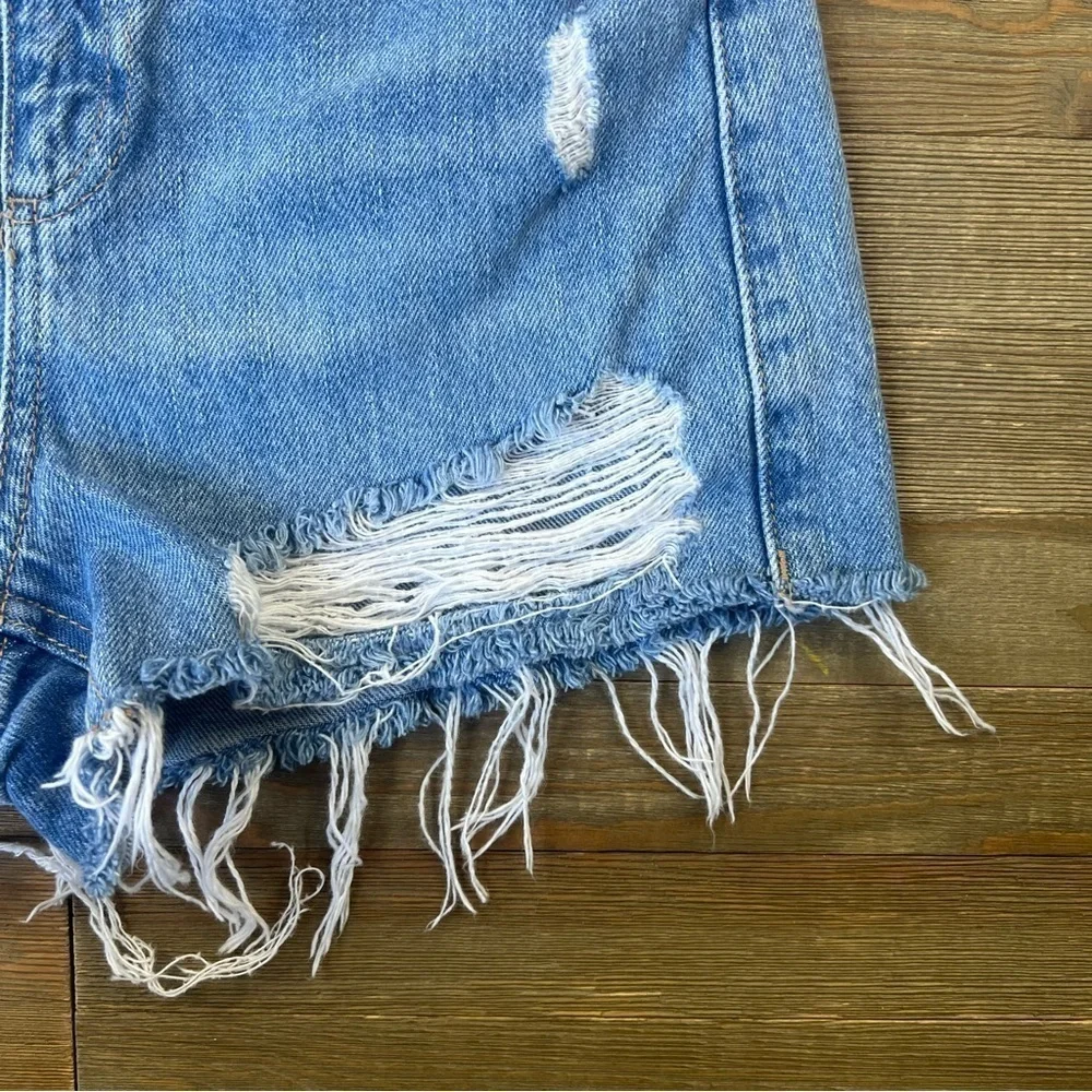 Topshop Ripped Denim Mom Shorts
